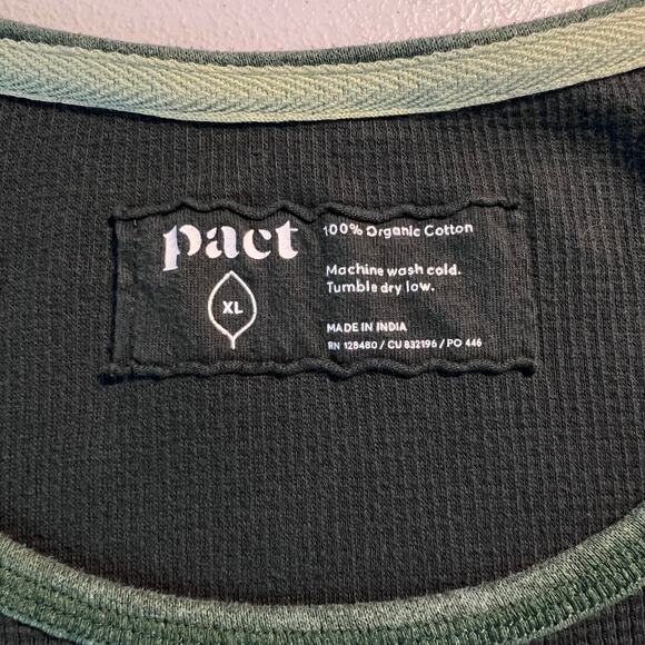 Pact Shirt Mens Waffle Knit Short Sleeve Tee Green Organic Cotton Sustainable - Picture 4 of 4